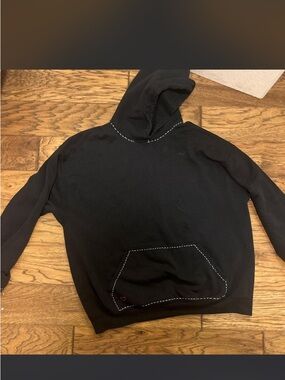 Black Hooded Pullover Sweatshirt - Men